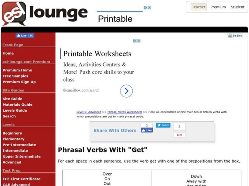 Phrasal Verbs With "Get" Worksheet