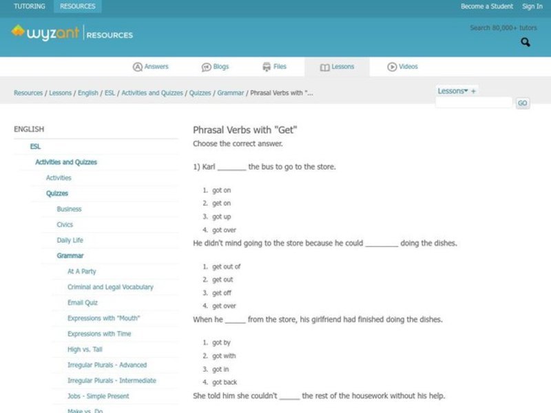 Phrasal Verbs with "Get" Interactive