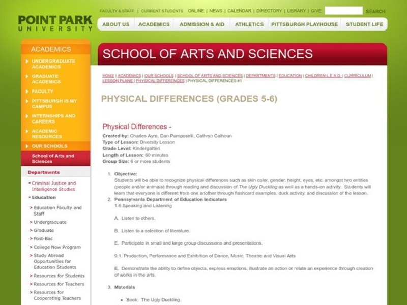 Physical Differences Lesson Plan