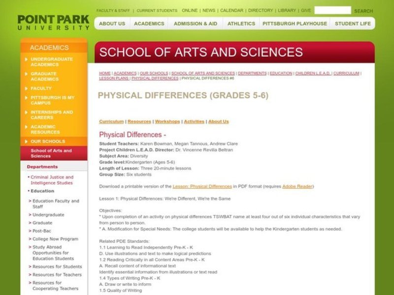 Physical Differences Lesson Plan