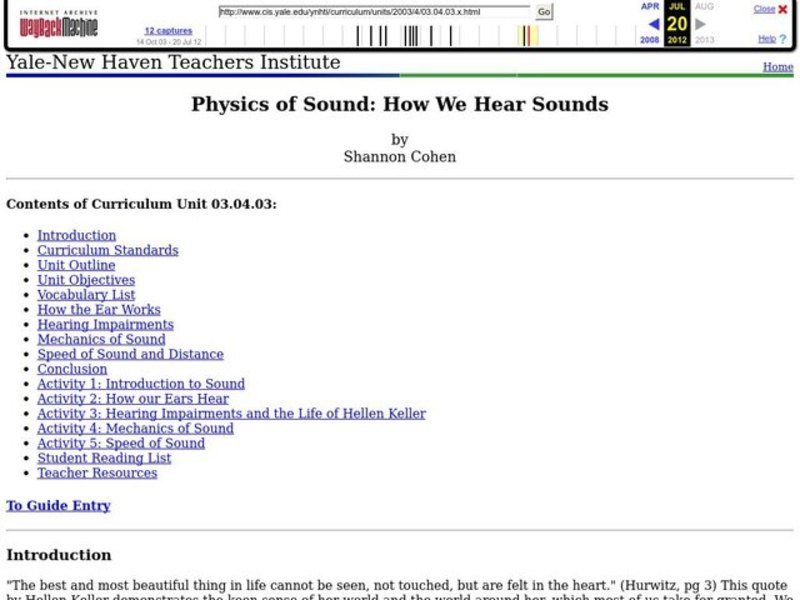 Physics of Sound: How We Hear Sounds Lesson Plan