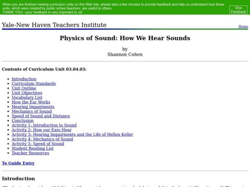 Physics of Sound: How We Hear Sounds Lesson Plan