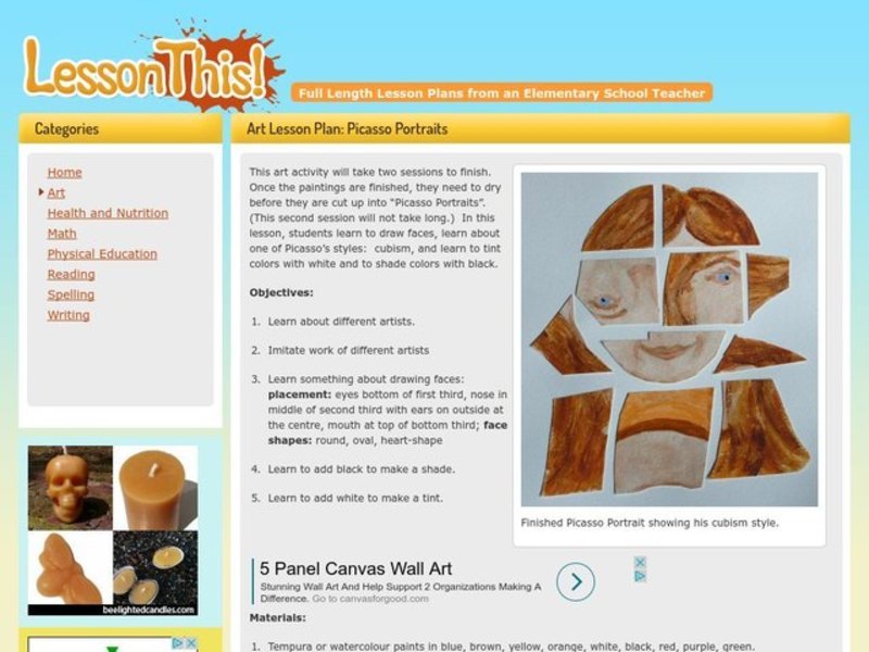 Picasso Portraits Lesson Plan