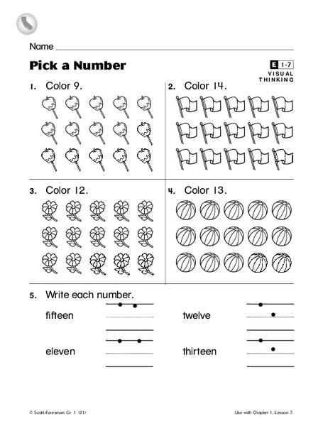 Pick a Number Worksheet