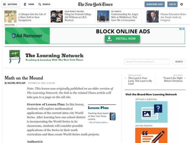 Math on the Mound Lesson Plan