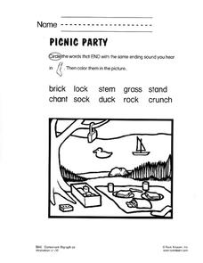 Picnic Party Worksheet