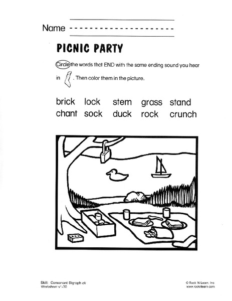 Picnic Party Worksheet