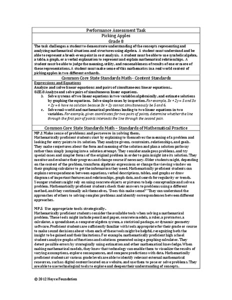 Picking Apples Assessment