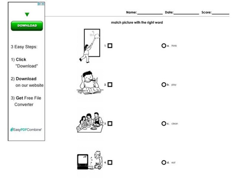 Picture Match Worksheet