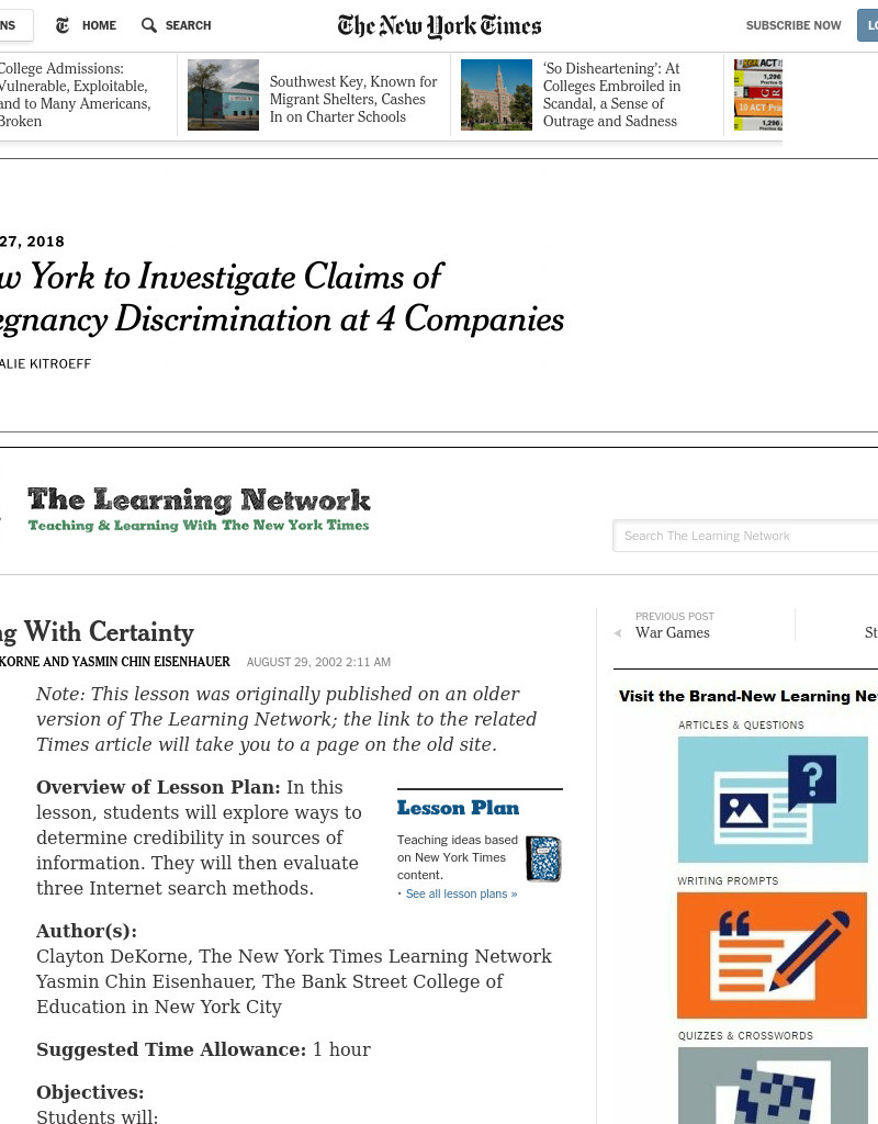 Searching with Certainty Lesson Plan