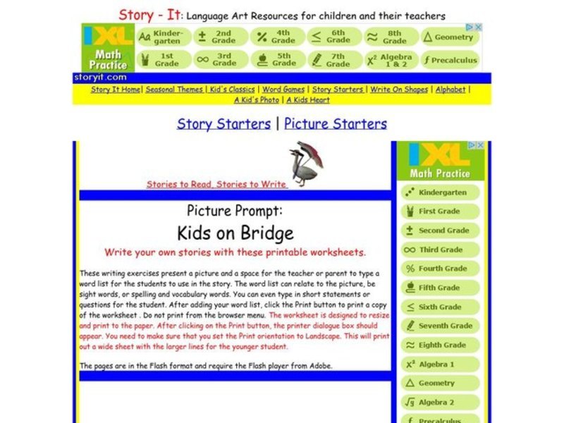 Picture Prompt:  Kids on Bridge Worksheet