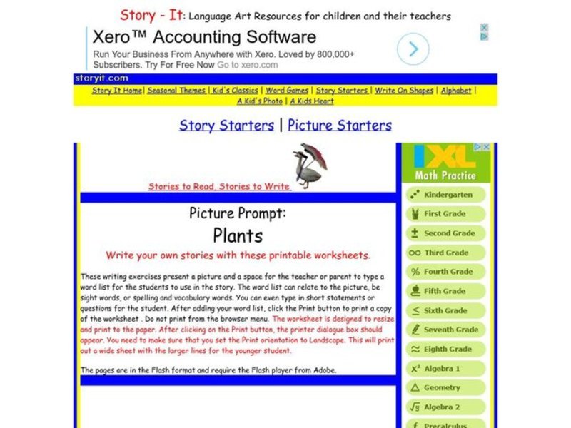 Picture Prompt:  Plants Worksheet