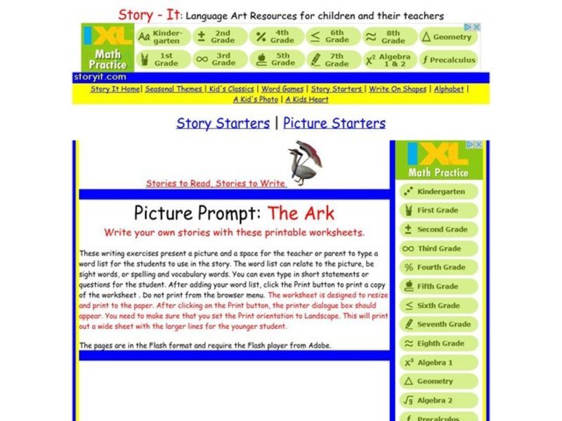 Picture Prompt:  the Ark Worksheet