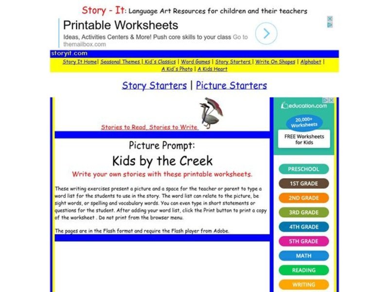 Picture Prompt: Kids by the Creek Printables