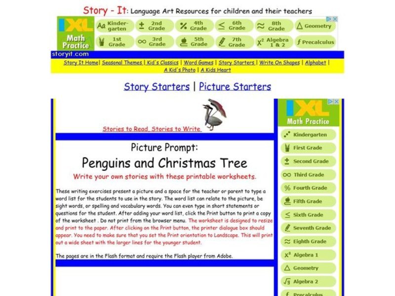 Picture Prompt: Penguins and Christmas Tree Printables