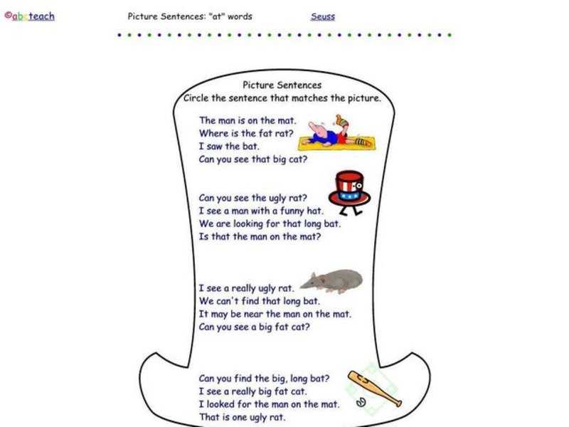 Picture Sentences Worksheet