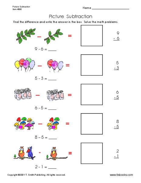 Picture Subtraction Worksheet