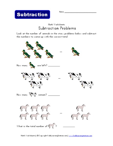Picture Subtraction Worksheet