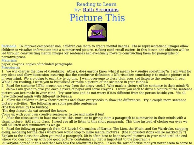 Picture This Lesson Plan