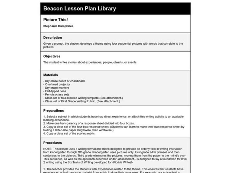 Picture This! Lesson Plan