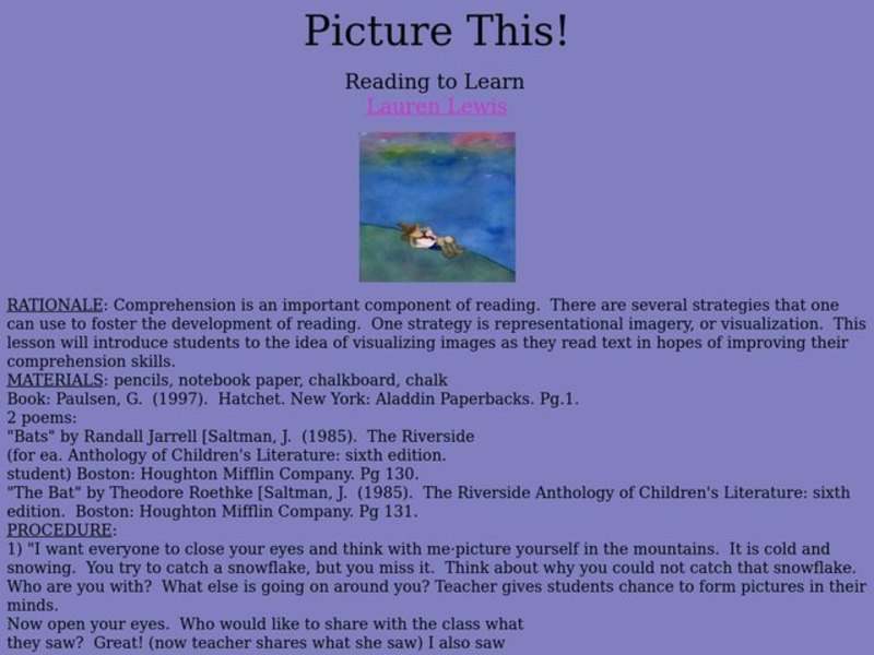 Picture This! Lesson Plan
