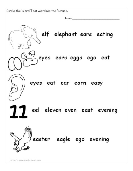 Picture-Word Match Worksheet