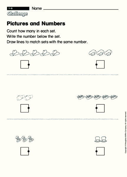 Pictures and Numbers Worksheet