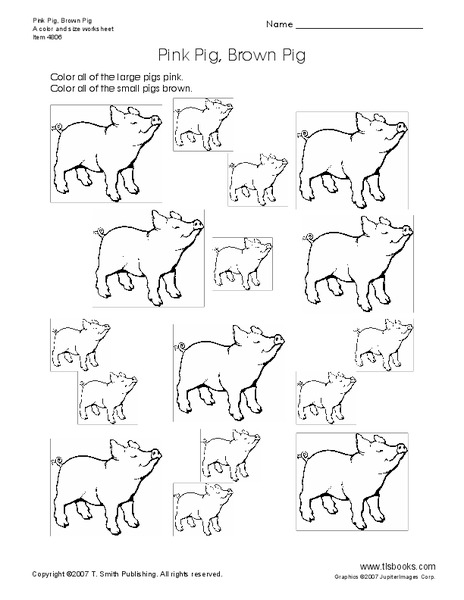 Pink Pig, Brown Pig Worksheet