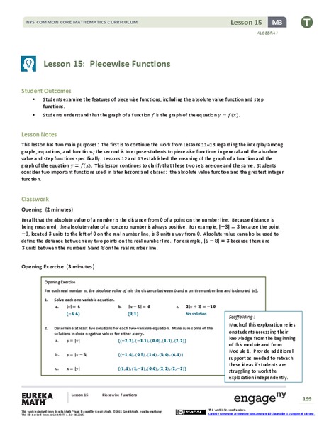 Piecewise Functions Lesson Plan