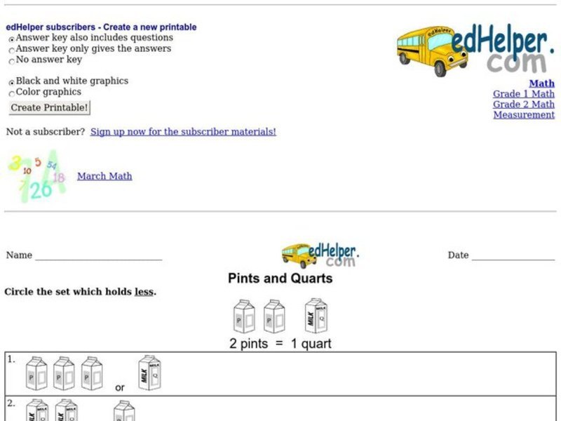 Pints and Quarts Interactive