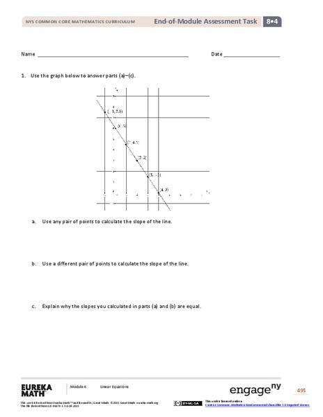 End-of-Module Assessment Task: Grade 8 Module 4 Assessment