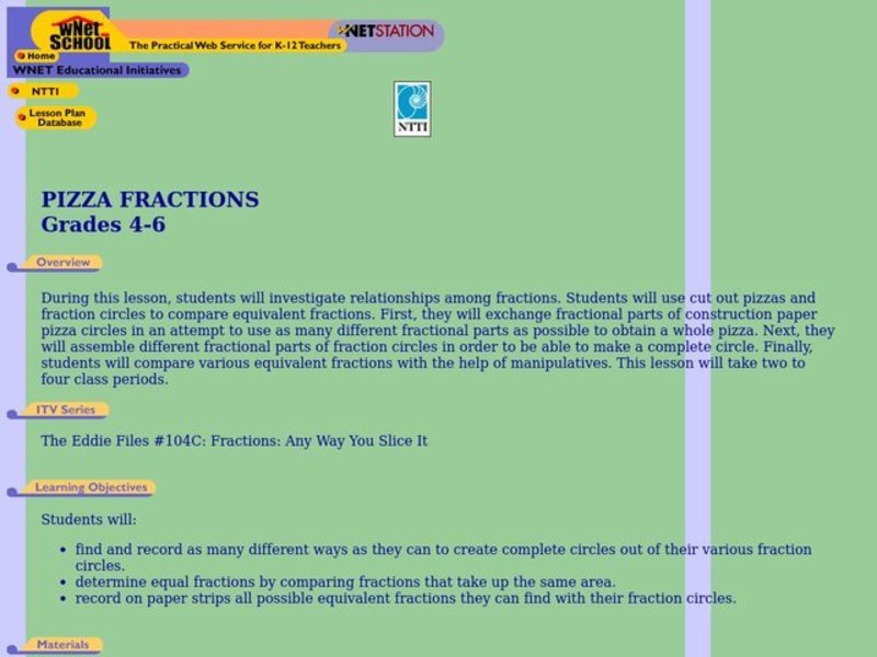 Pizza Fractions Lesson Plan