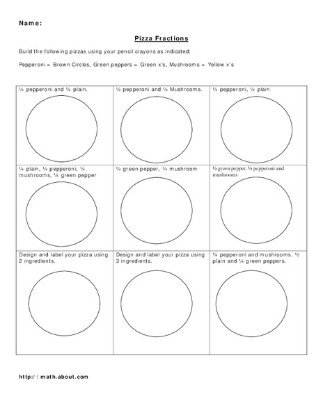 Pizza Fractions Worksheet