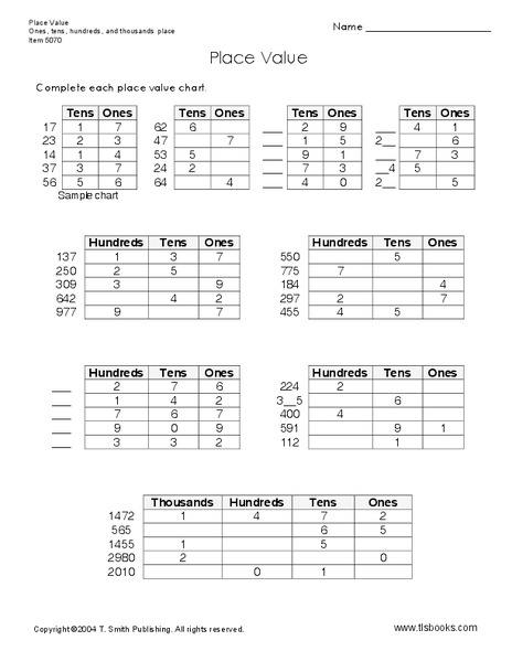Place Value Worksheet