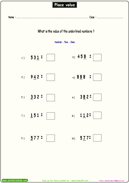 Place Value Worksheet