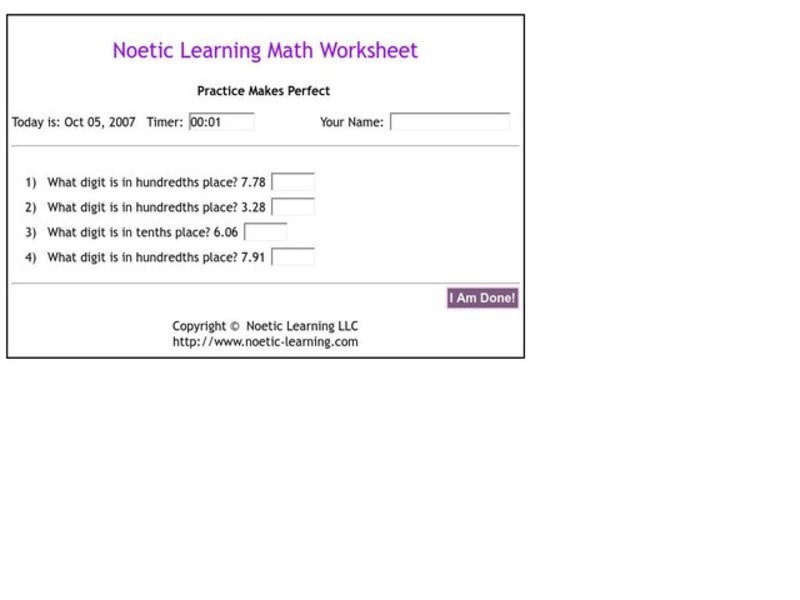 Place value Worksheet