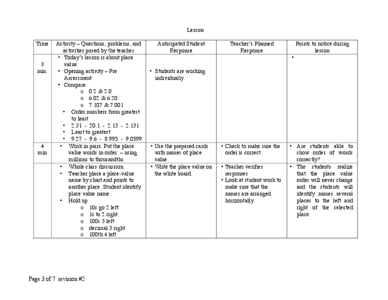 Place Value Lesson Plan