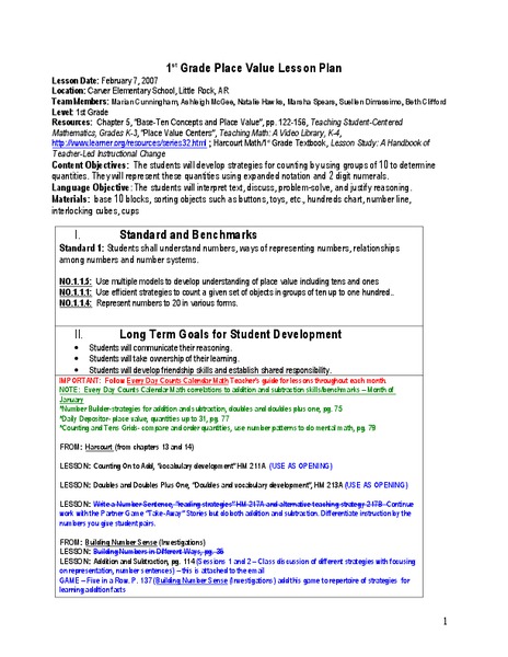 Place Value Lesson Plan