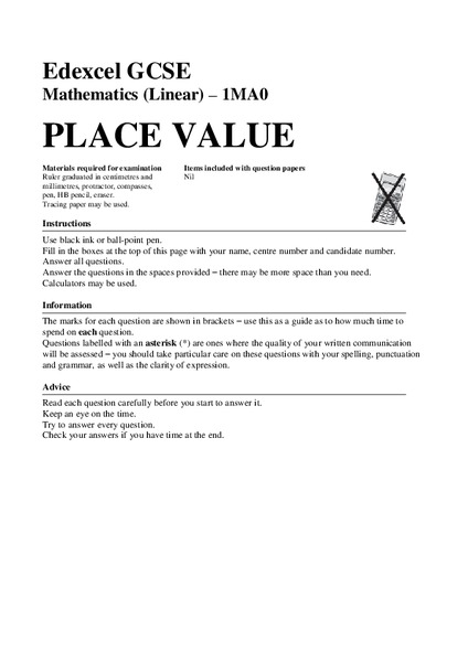 Place Value Worksheet