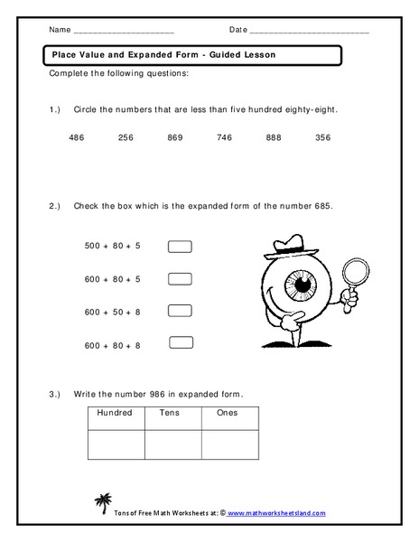 Place Value and Expanded Form Worksheet