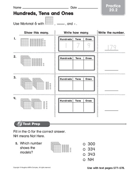 Place Value: Hundreds, Tens, and Ones Worksheet