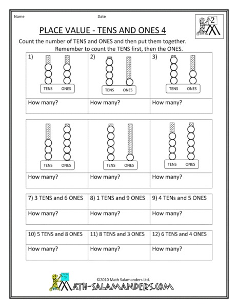 Place Value: Tens and Ones Worksheet