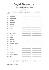 Places in a Town 2 Worksheet