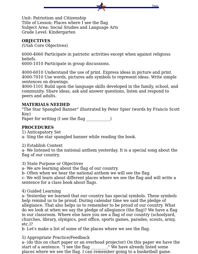 Places where I see the flag Lesson Plan