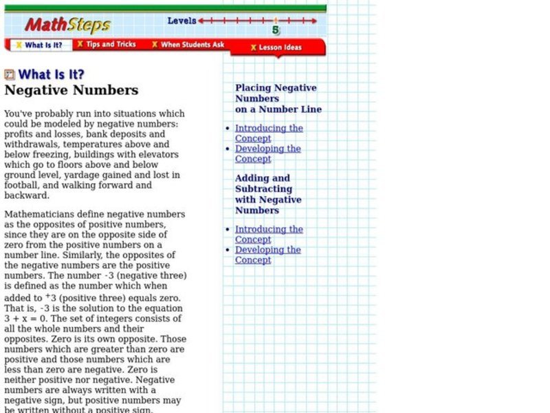 Placing Negative Numbers On A Number Line Lesson Plan