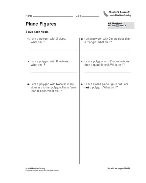 Plane Figures Worksheet