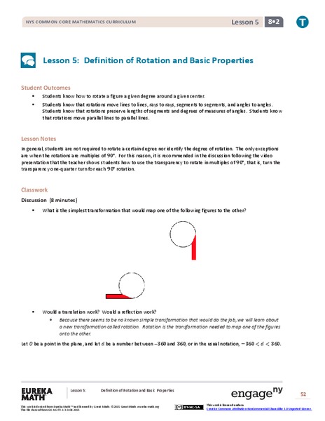 Definition of Rotation and Basic Properties Lesson Plan