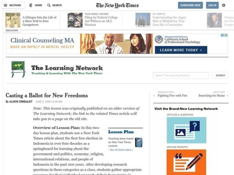 Casting a Ballot for New Freedoms Lesson Plan