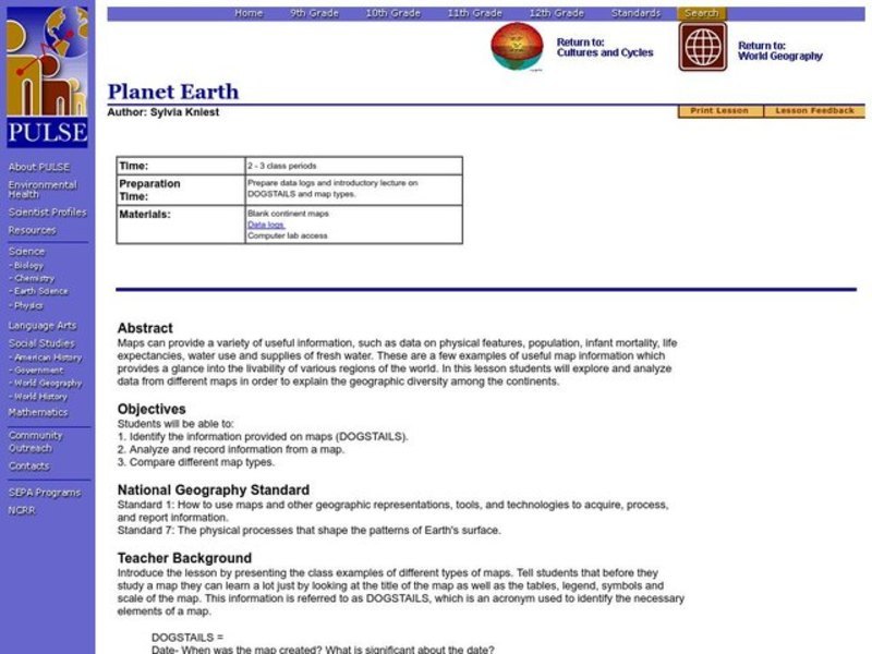 Planet Earth Lesson Plan