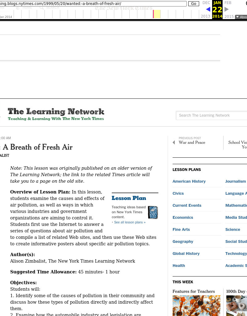 Wanted: A Breath of Fresh Air Lesson Plan